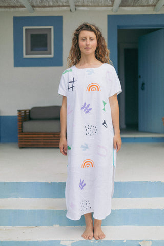 The Linen Lunghi 1/2 Dress with Multicolor Print