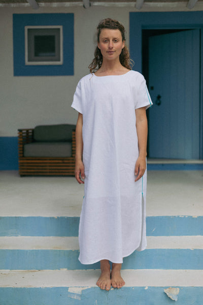The Linen Lunghi 1/2 Dress in White