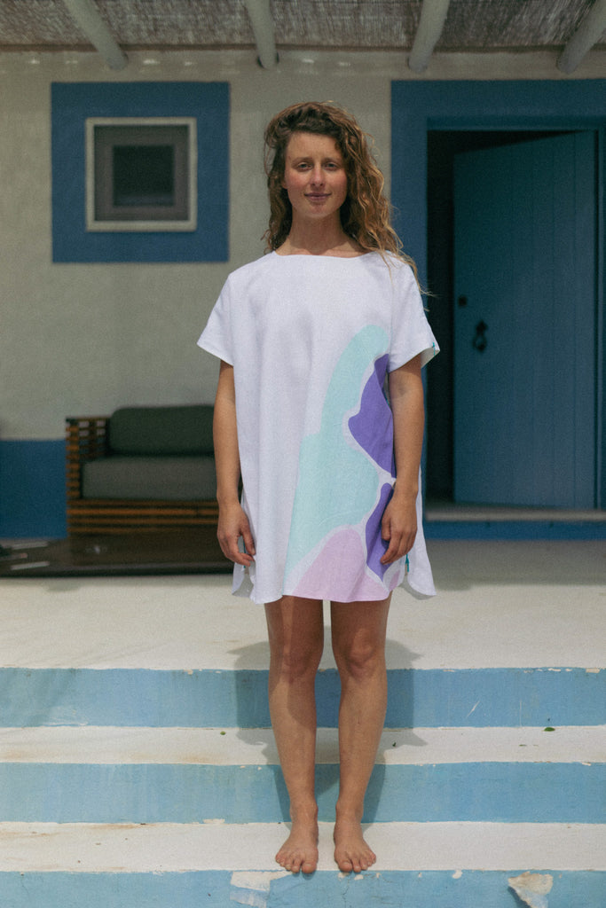 The Linen Nita 1/2 Dress with Woman Print