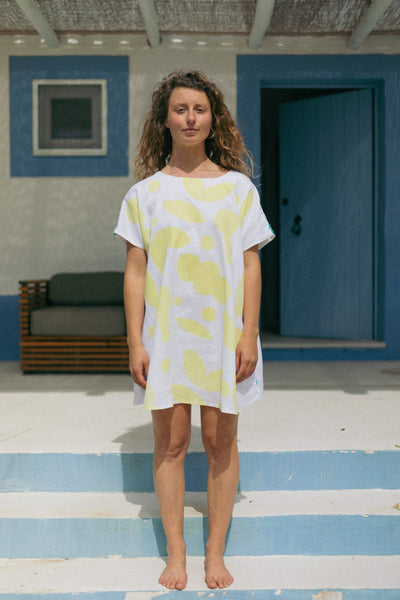 The Linen Nita 1/2 Dress with Lemon Print